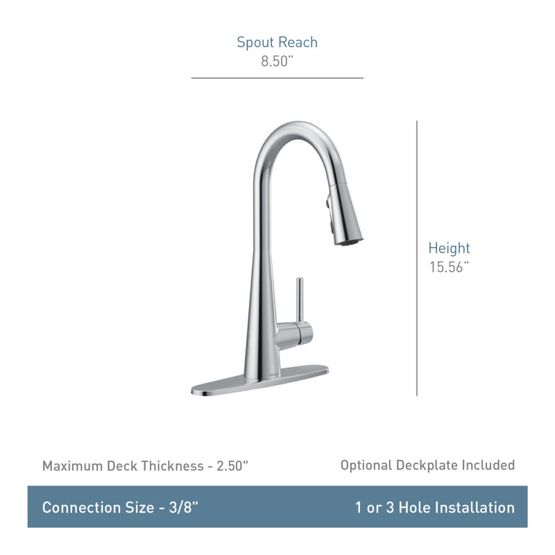 7864SRS,BL Moen Sleek Pull Down Single Handle Kitchen Faucet with Power